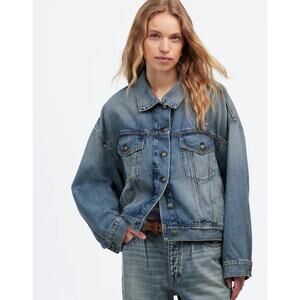 NWOT Madewell Relaxed Crop Trucker Jean Jacket In Billings Wash Size Small